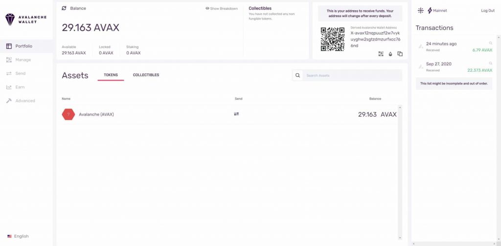 Avalanche Wallet Connected